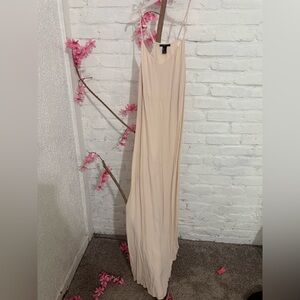 Minimal Cream Slip Maxi Dress with Thin Straps